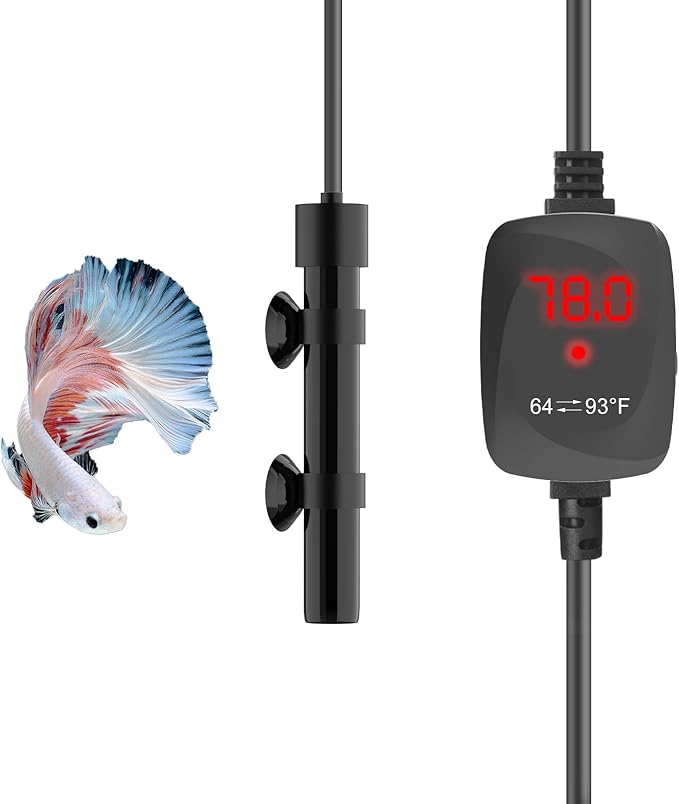 25W Mini Aquarium Heater Betta Heater for 3-5 Gallon Freshwater & Saltwater Tanks, Alumina Ceramic Fish Tank Heater Turtle Heater with Dry-Run & Overheat Protection