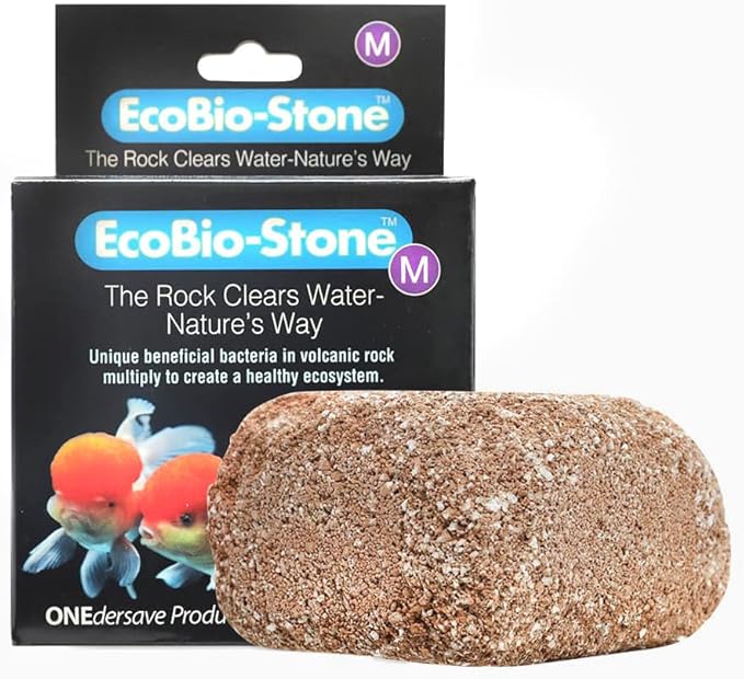 EcoBio-Block Natural Volcanic Rock for Aquarium Water Clarity & Balance — Low-Maintenance Alternative to Weekly Additives — for Freshwater Fish, Turtles, Shrimp & Frogs (Medium, 15-40 gal)