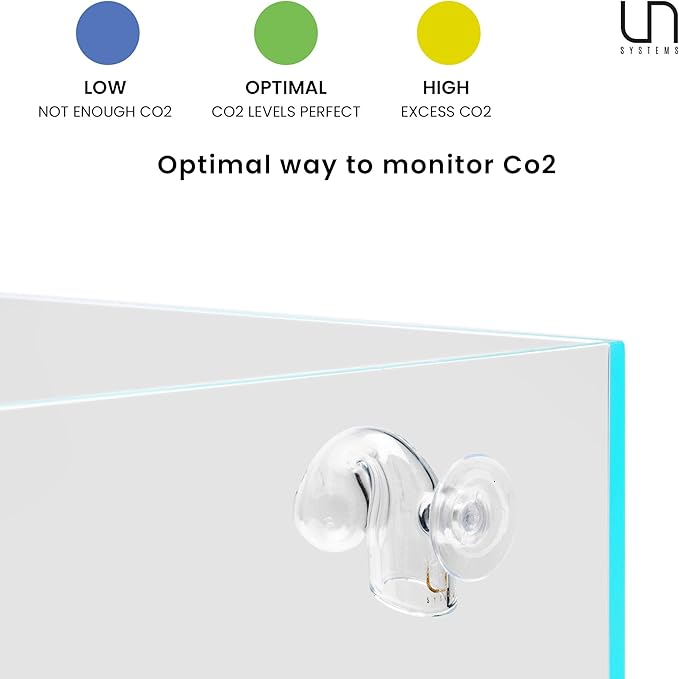 Ultum Nature Systems CO2 Drop Checker - Glass CO2 Drop Checker for Aquarium, CO2 Aquarium Kit with Solution, CO2 Monitor Complete Set for Planted Aquariums - Drop Checker Suction Cup Mount (SD)