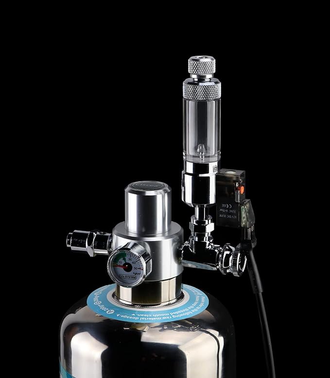 CO2 Bubble Counter with Solenoid Valve and Check Valve for CO2 Generator Regulator Planted Aquarium Screw Connection