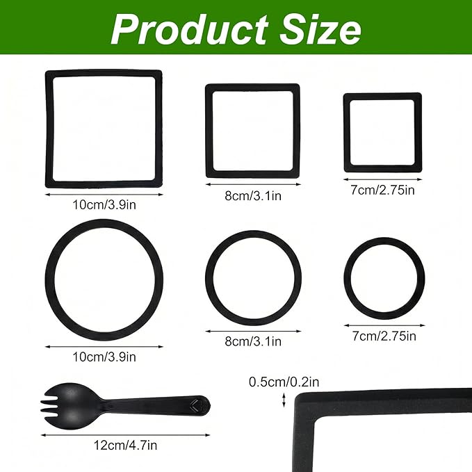 6 Pcs Aquarium Floating Plant Corral, Round & Square Fish Feeding Rings, EVA Fish Tank Accessories for Betta and Small Fishs, Floating Plant Barrier & Feeder Set with 2 Feeding Forks (Black)