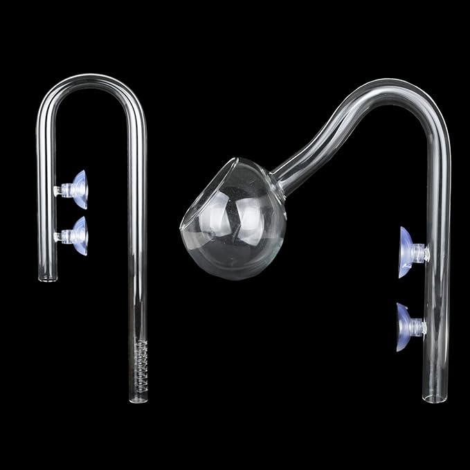 Poppy Pipe Glass Inflow Outflow Set Aquatic U Shape Inflow Pipe Set for Aquarium Planted Tank Filter 13mm for 12/16mm(1/2" ID) Tubing