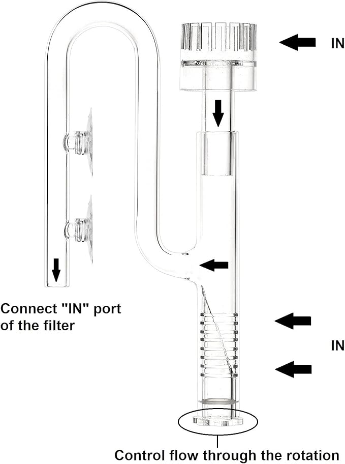 Mini Lily Pipe Inflow with Surface Skimmer for Nano Aquarium (13mm for 12/16mm (1/2'' i.d.) tubing)
