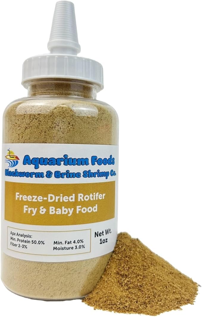 Rotifers Powder-Micro Bits Fry & Baby Food, for Freshwater Fish, Marine Fish, Baby Pond Fish, Corals, Anemones, All Tiny Nano Fish, Fry and Babies…1oz Lg Squeeze Bottle