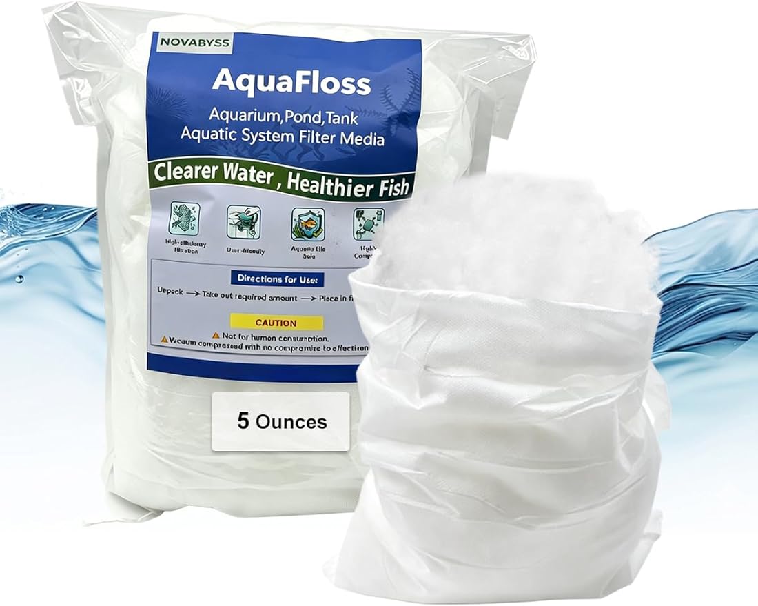 Aquarium Filter Floss, Filter Floss for Fish Tank, Aquarium Filter Media, Polyester Fiber Sponge for All Filter, Cotton for Freshwater & Saltwater Safe, 5 Ounces