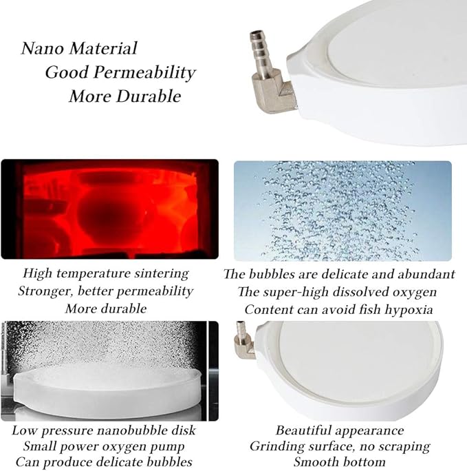 Quickun 4 Inch Nano White Air Stone Micro Bubble Ultra-High Dissolved Oxygen Bubbler Silent Diffuser Cylinder for Aquarium Fish Tank and Hydroponics
