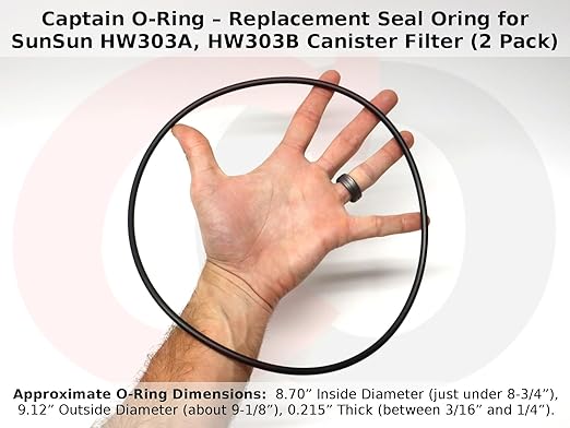 Captain O-Ring – Replacement Seal Oring for SunSun HW303A, HW303B Canister Filter (2 Pack)