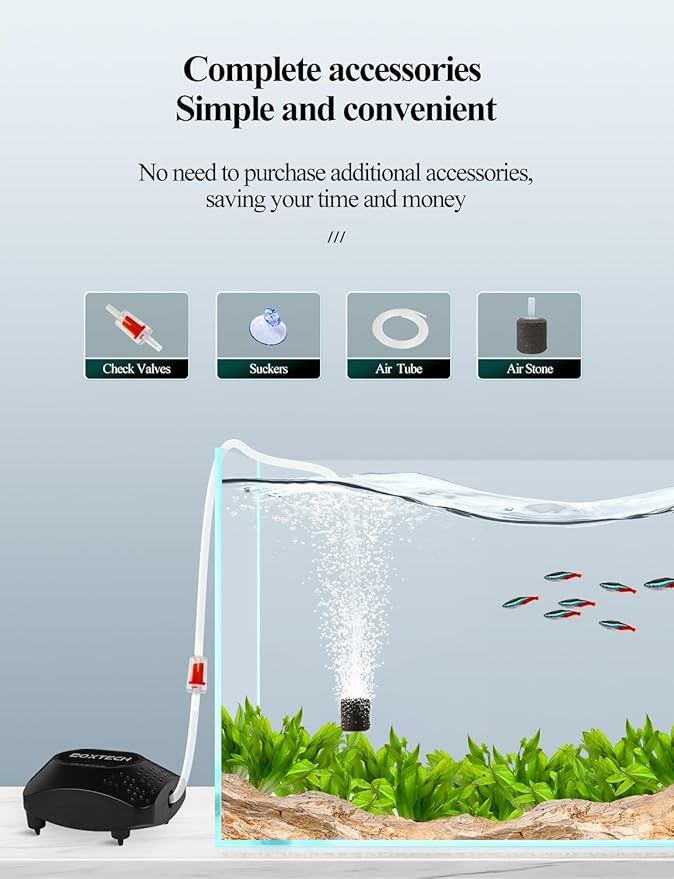 UPETTOOLS Aquarium Bundle - Aquarium Air Pump for Fish Tank, Ultra Quiet Fish Oxygen Pump Kit and Mini Aquarium Sponge Filter