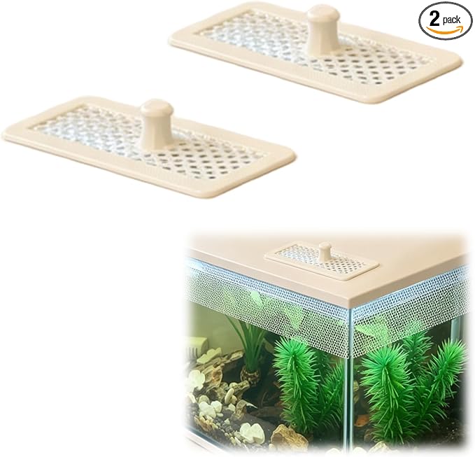 Feeder Cover Compatible with Fluval Flex 9 Gallon, with Ventilation Holes to Allow Air Circulation, Easy-Grip Feeding Lid Replacement for Aquarium(2Pcs)