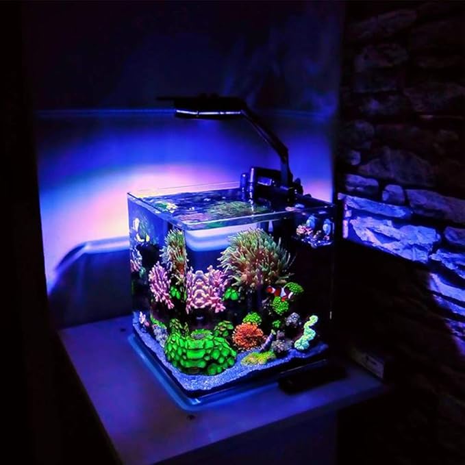 Lominie LED Aquarium Light Saltwater Aquarium Lamp 30W Full Spectrum with Remote Dimmable Nano Coral Reef Light for Fish Tank with Bracket