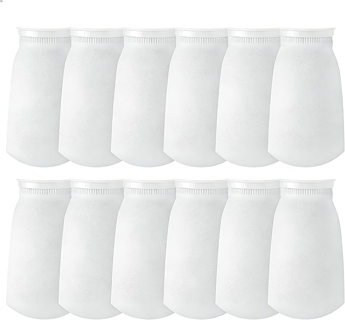 【12 Pack 4 Inch Ring Filter Socks 200 Micron】 10.24" Short Aquarium Felt Filter Bags, Aquarium Filter Sock for Saltwater Aquarium, 4 Inch Filter Sock Replacement for Eshopps & for Aqueon Fish Tanks