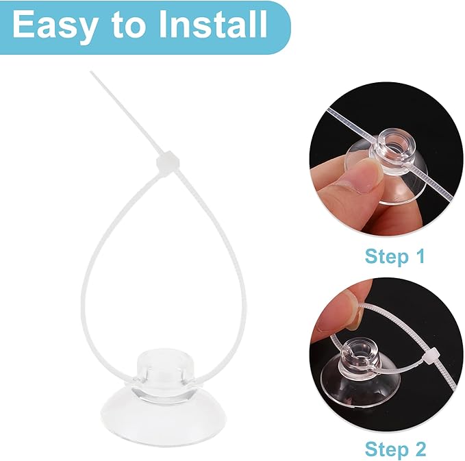 Aquarium Suction Cups, Clear Suction Cups with 20 Zip Ties, Suction Cups Airline Tubing Holder, Aquarium Sucker Fish Tank Accessories, 0.98", 1 Set