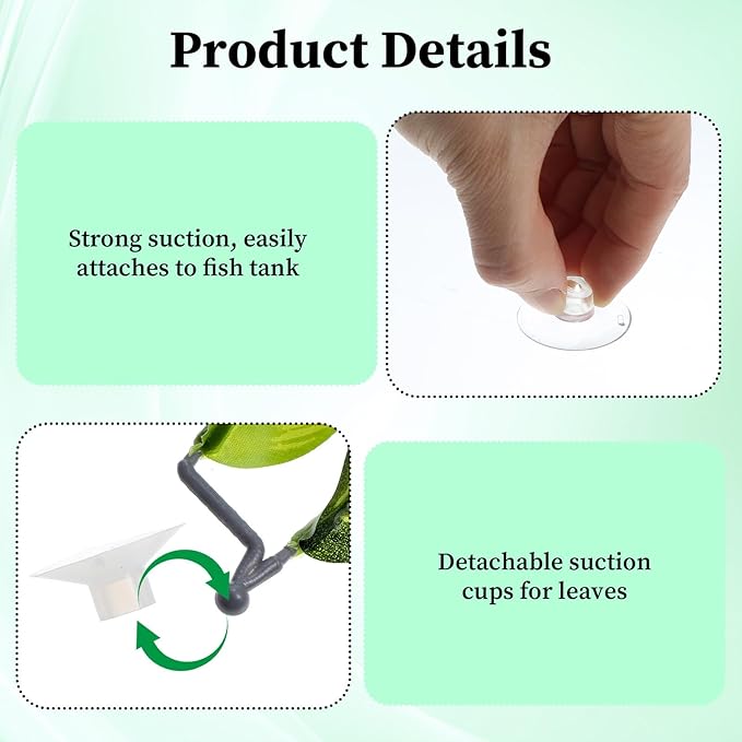 5 Pcs Fish Tank Accessories Aquarium Shrimp Hideout Betta Toys Betta Leaf Hammock Toys Set Plastic Aquarium Plants that Won’T Damage Fishtail Hideout with Spare Suction Cup for Smallfish
