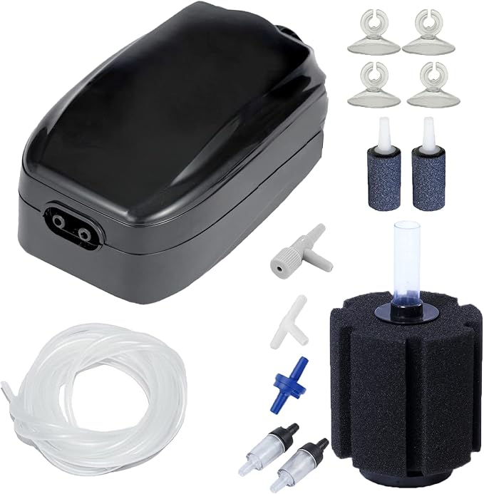 AQUANEAT Aquarium Air Pump, 100GPH, Adjustable Oxygen Aerator for 100 Gallon Fish Tank, Hydroponics Bubbler Bundle with Large Sponge Filter