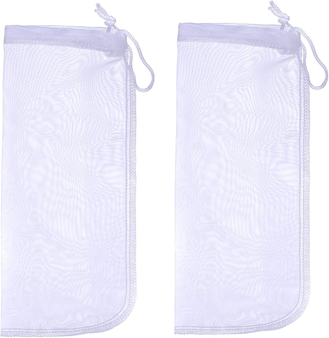 ALEGI Media Filter Bag Aquarium Extra Fine,Reusable 180 Micron Drawstring Mesh Filter Bags for Very Fine Resins Filter (10"*3.9" (6 Pack))