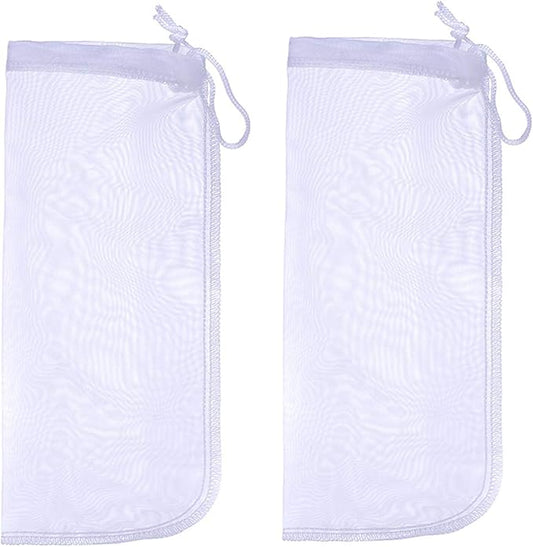 ALEGI Media Filter Bag Aquarium Extra Fine,Reusable 180 Micron Drawstring Mesh Filter Bags for Very Fine Resins Filter (10"*3.9" (6 Pack))