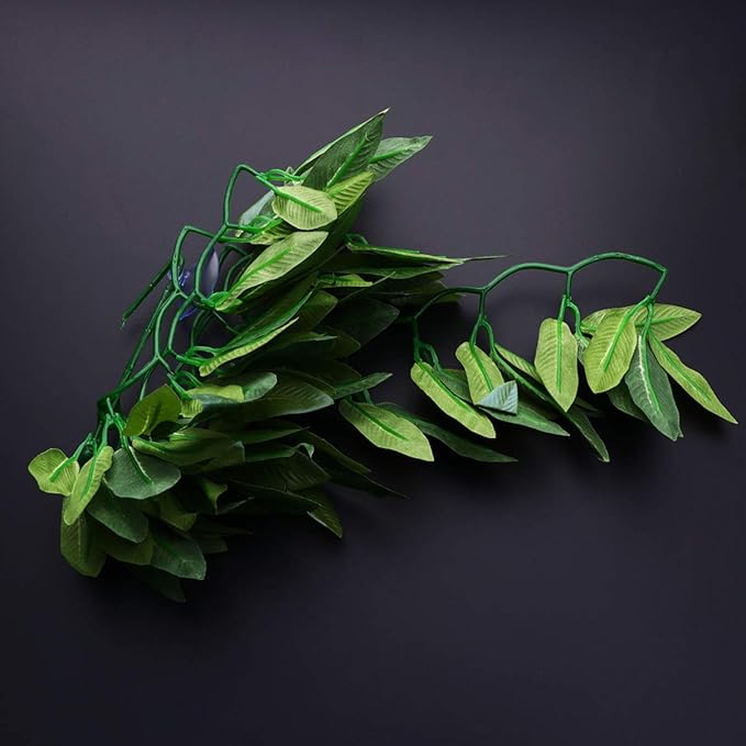 POPETPOP Reptile Hanging Plant - Terrarium Plant with Suction Cup for Bearded Dragons Lizards Geckos Snake Pets and Hermit Crab Tank Habitat Decorations