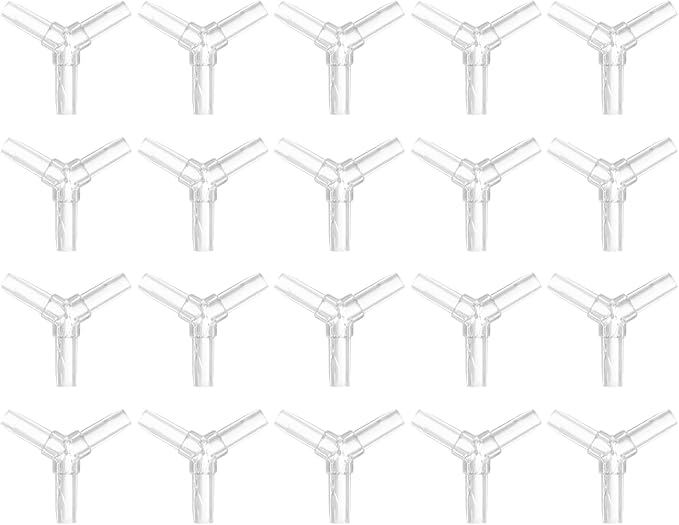 uxcell 20Pcs Aquarium Air Valve Connector, 3 Way Plastic Inline Tubing Non-Return Valves for 4mm ID Airline Tubing Fish Tank Pond Air Line, Clear