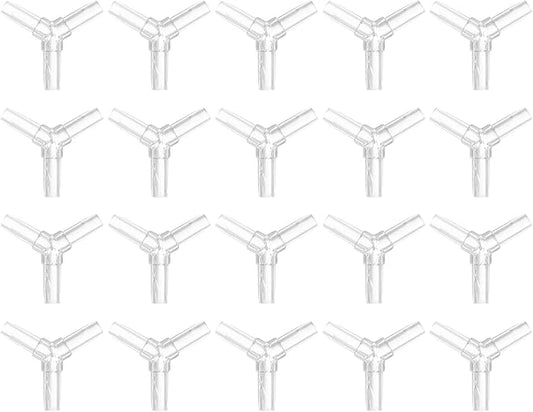uxcell 20Pcs Aquarium Air Valve Connector, 3 Way Plastic Inline Tubing Non-Return Valves for 4mm ID Airline Tubing Fish Tank Pond Air Line, Clear