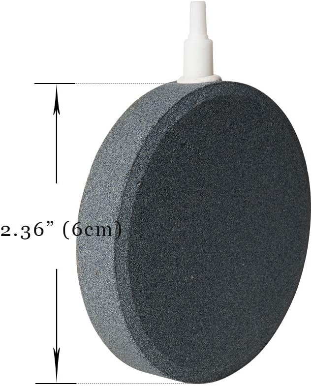 Quickun 2.36 Inch Updated Crazy Air Mineral Ball Stone Cylinder Bubbler Plus Diffuser Aquarium Fish Tank Hydroponics Pump Airstones Diffuser 3/16" 5/16" Hose ID, Pack of 2