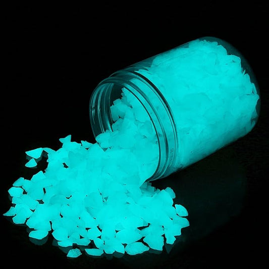Shiny Stone Glow in The Dark Aquarium Neon Gravel Sand, Decorative Rocks for Fish Tank and Fairy Garden, Home Dec,305g/0.67lbs (5-8mm, Aqua)
