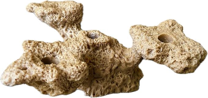 4 Hole Tripod Frag Rack/Rock for Coral Plug Ons and Reef Tank Aquariums (Tan)