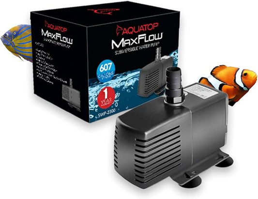 Aquatop MaxFlow Submersible Aquarium Pump, 607 GPH – Adjustable Flow for Fish Tanks, Sumps & Statuary – Quiet & Efficient Water Circulation - SWP-2300