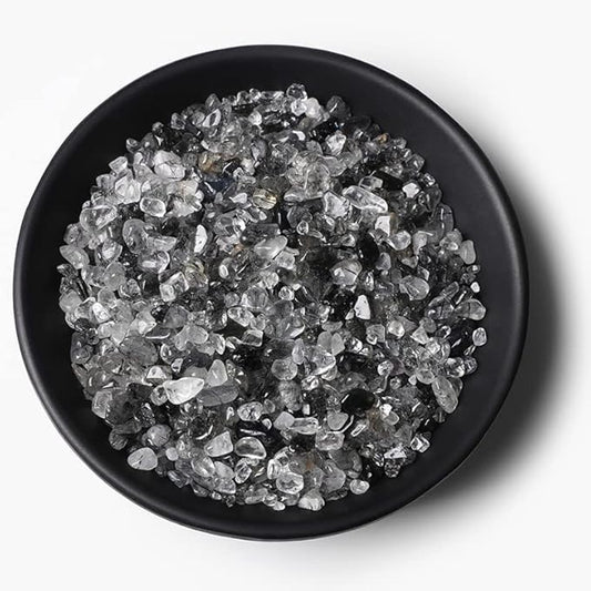 3-5MM Natural Stone Gravel Quartzs Agat Jaspers Chips Minerals Tumbled Specimen Stone Home Aquarium Decoration,NO.26 Rutilated,50g