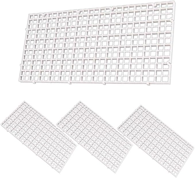 4 Pcs Aquarium Grid Divider Tray Egg Crate Aquarium Fish Tank Filter Bottom Isolation Board Partition Net Pane for Mixed Breeding,White