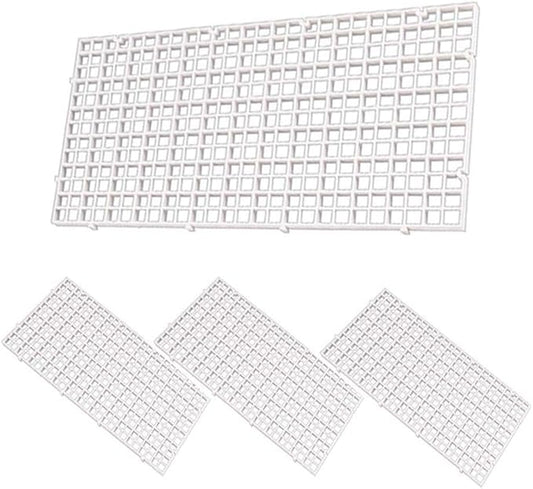 4 Pcs Aquarium Grid Divider Tray Egg Crate Aquarium Fish Tank Filter Bottom Isolation Board Partition Net Pane for Mixed Breeding,White