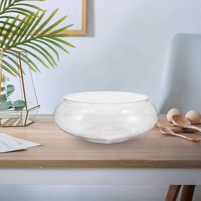 Clear Fish Bowl Vase Bubble Bowl Round Shallow Planter Plastic Container Fish Bowl Aquatic Plant Pot Daffodil Pot Hydroponic Planter Fish Tank Aquarium Bowl