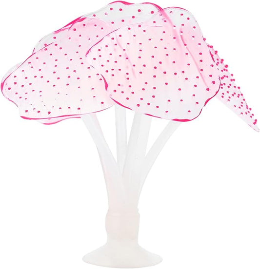 VOCOSTE Soft Silicone Glowing Aquarium Simulation Coral with Sucker, Fluorescence Aquatic Artificial Coral for Fish Tank Decoration, Pink