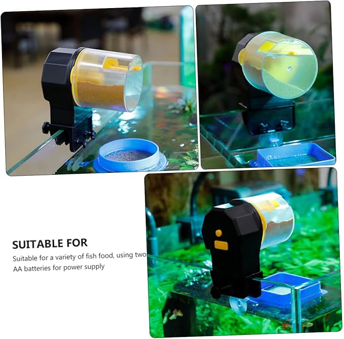 Happyyami 1set Automatic Fish Feeder Adjustable Timer for Aquariums Vacation Fish Dispenser for Betta More Suitable for Pellet Stick Flake Food No Batteries Required