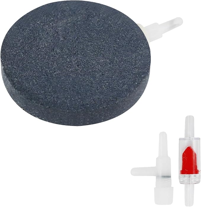 WishLotus Air Stones for Fish Tanks, 8/10cm Round Oxygen Diffuser Aquarium Air Stone with Check Valves and Control Valves Aquarium Bubble Disc for Fish Tank Small Ponds (8cm)