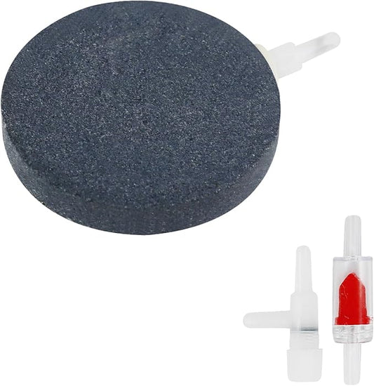 WishLotus Air Stones for Fish Tanks, 8/10cm Round Oxygen Diffuser Aquarium Air Stone with Check Valves and Control Valves Aquarium Bubble Disc for Fish Tank Small Ponds (8cm)