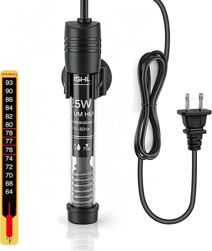 Orlushy Submersible Aquarium Heater, Adjustable Fish Tahk Heater with Free Thermometer Suitable for Marine Saltwater and Freshwater