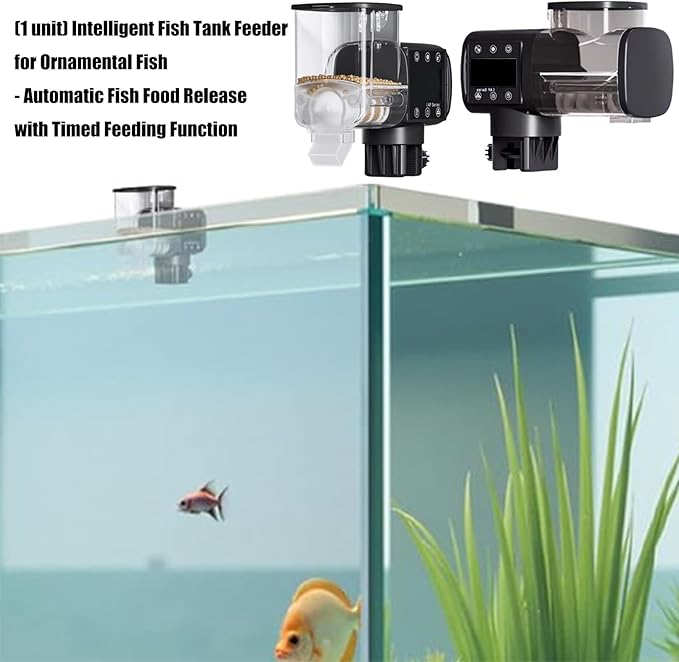Automatic Fish Feeder for Aquariums Programmable Timer with Large Capacity Quiet Feeding Tool for Small Fishtanks