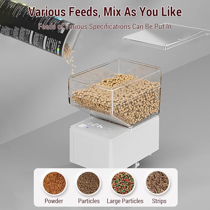 Automatic Fish Feeder with Timing and Digital Display 150mL/500mL Portable Food Dispenser for Aquarium Fish Tanks Fish Feeder for Traveling
