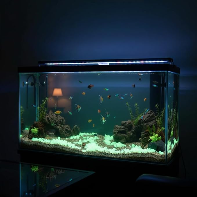 Shiny Stone Glow in The Dark Aquarium Neon Gravel Sand, Decorative Rocks for Fish Tank and Fairy Garden, Home Dec,305g/0.67lbs (8-15mm, Yellow Green)