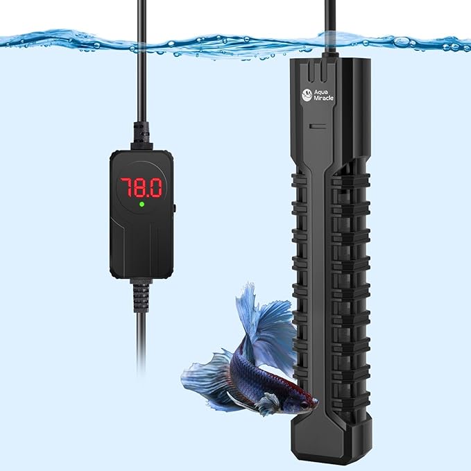 AquaMiracle Aquarium Heater, 500W Submersible Fish Tank Heater with LED Digital Display, Overheat Protection & Auto Power-Off When Out of Water, for Freshwater and Saltwater Fish Tanks (75-150 Gal)