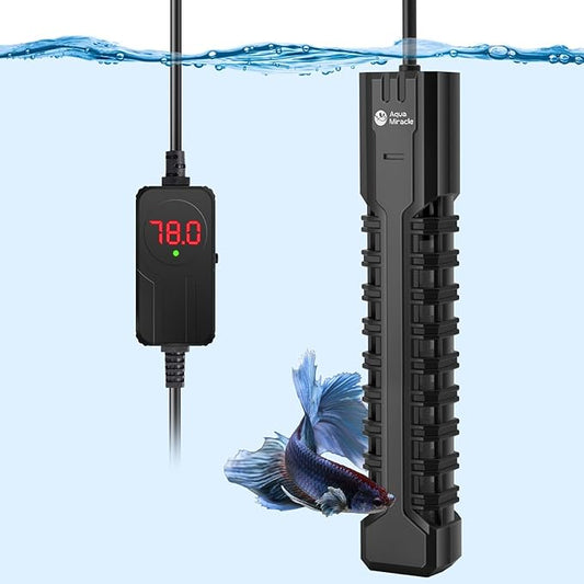 AquaMiracle Aquarium Heater, 500W Submersible Fish Tank Heater with LED Digital Display, Overheat Protection & Auto Power-Off When Out of Water, for Freshwater and Saltwater Fish Tanks (75-150 Gal)