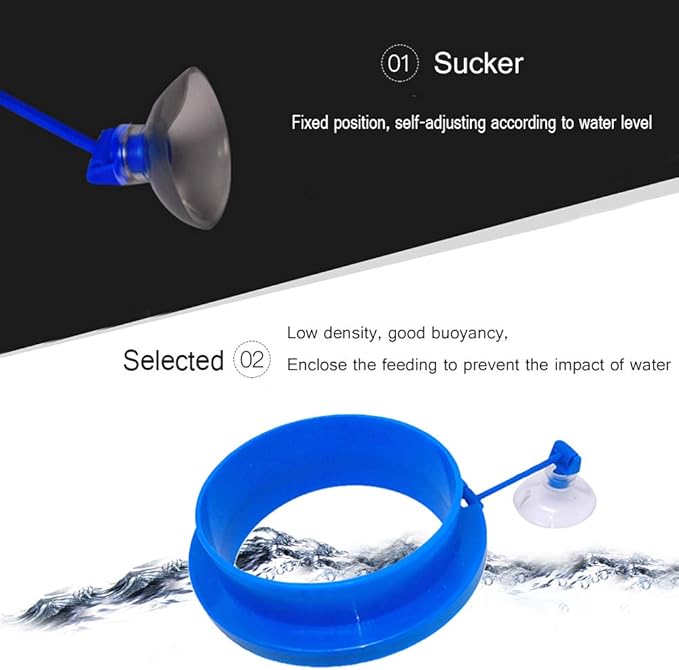 Fish Feeding Ring, Floating Food Feeder, Thicken Round Desgin, for Flakes, Floating Fish Foods, Reduces Waste and Maintains Water Quality, for Guppy, Betta, Goldfish Etc