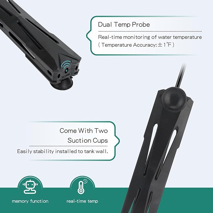 hygger Submersible Aquarium Heater with External Controller & LED Display - 200W Fully Submerged Fish Tank Heater for Freshwater Saltwater - for 25 to 50 Gallon Tanks