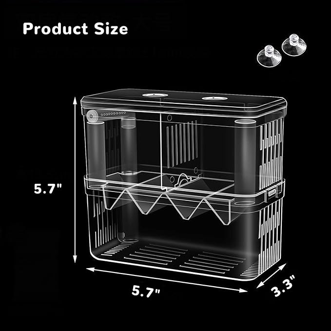 Mipukbay Medium Aquarium Isolation Breeding Box, Acrylic Transparent Aquarium Breeder Box for Fish Fry Hatching, Shrimp Breeding, Betta, Guppy, Killifish, Clownfish, Suitable for 5-40 Gallon Tanks