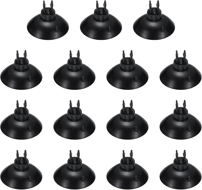 Aquarium Suction Cups, Fish Tank Suction Cups Clips Airline Tube Holders Clamps (Plastic, 15Pcs, Black) for 0.2" Fish Tank Airline Tubing Binding Moss Shrimp Nest, 5x30MM