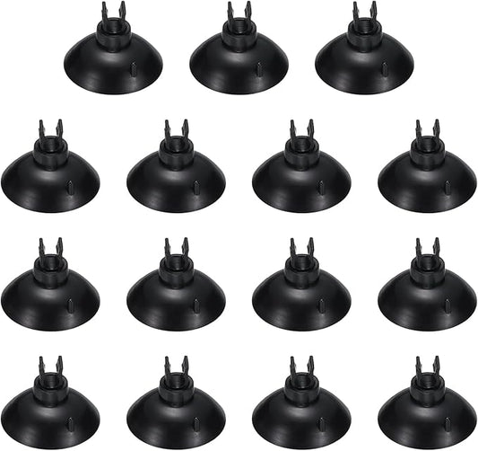 Aquarium Suction Cups, Fish Tank Suction Cups Clips Airline Tube Holders Clamps (Plastic, 15Pcs, Black) for 0.2" Fish Tank Airline Tubing Binding Moss Shrimp Nest, 5x30MM