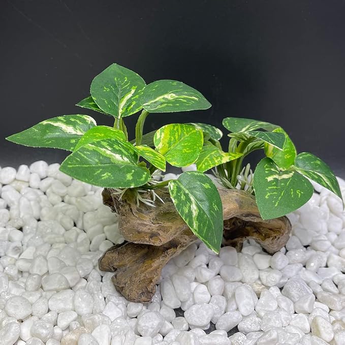 Fish Tank Decorations Aquarium Decor Ornaments Betta Silk Leaf pad Hammock Artifical Driftwood cave Goldfish Bowl Accessories (Type-C)