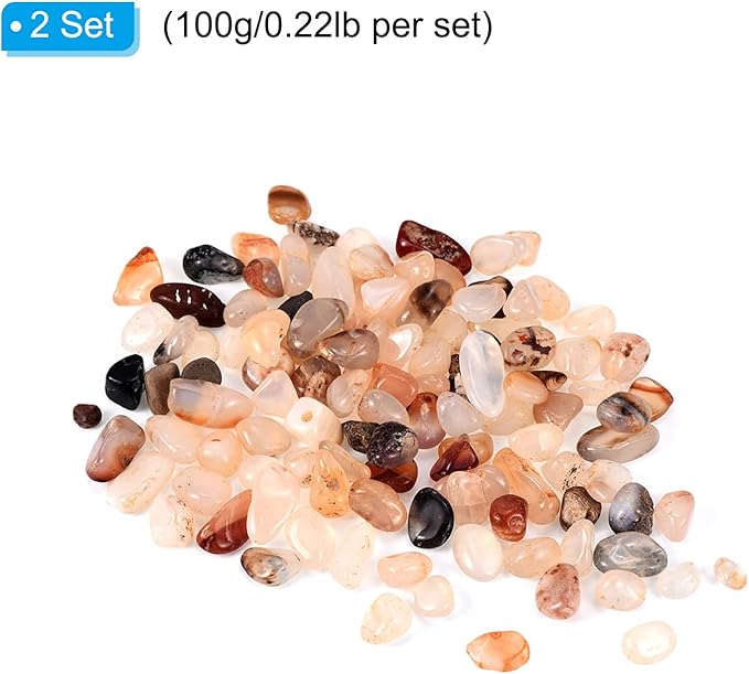 MECCANIXITY 200g/0.44lb 6-9mm Tumbled Chips Stone, Natural Crushed Crystal Quartz Irregular Polished Stones Gravel Decoration for Aquarium Plants Vase Filler, White Agate