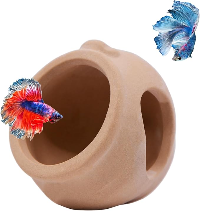 AnRui Aquarium Decorations Mini Ceramic Jar Fish Tank Hideout Cave Cute Pot Aquarium Accessories Decor Ornaments for Cichlid, Small Fish, Shrimp to Play Hide Breed Habitat