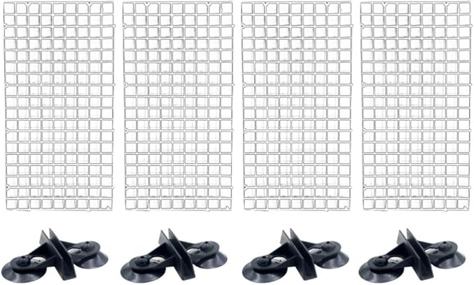 4 Pcs Aquarium Divider Tray Plastic Grid Aquarium Egg Crate, Fish Tank Divider Bottom with 4 Pcs Sucker Clip